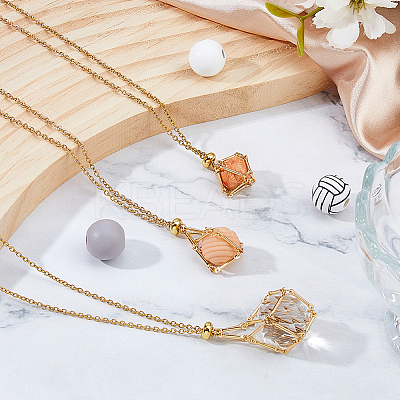 6Pcs 3 Styles 304 Stainless Steel Macrame Pouch Braided Gemstone Holder NJEW-DC00002-1