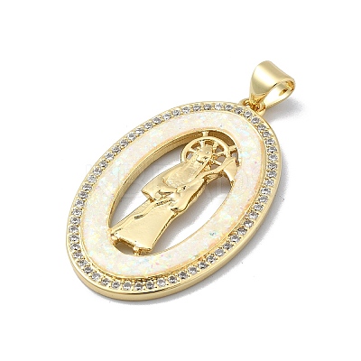 Brass Micro Pave Clear Cubic Zirconia Pendants KK-A221-04G-1