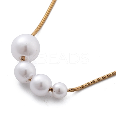 White Plastic Pearl Graduated Round Beads Pendant Necklaces NJEW-P320-21G-1