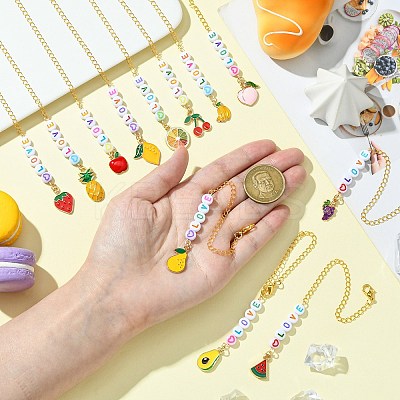 12Pcs Alloy Enamel & Acrylic Pendant Decoration HJEW-CJ00055-1