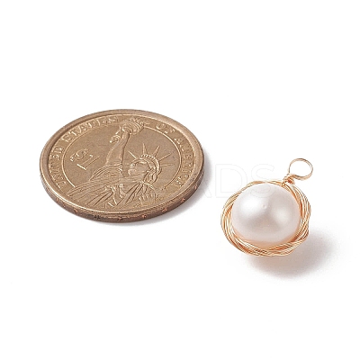Natural Cultured Freshwater Pearl Pendants PALLOY-JF01979-01-1