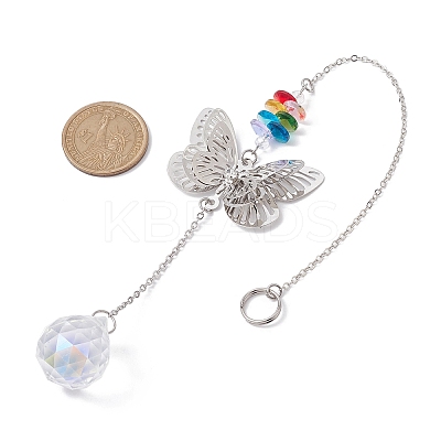 Brass Butterfly Hanging Ornaments HJEW-JM01758-1