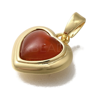 Natural Carnelian(Dyed & Heated) Heart Charms KK-K388-02G-1