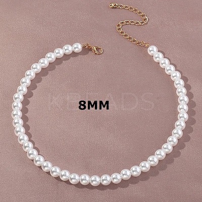 Plastic Imitation Pearl Round Beaded Necklaces for Women WGF0340-01-1