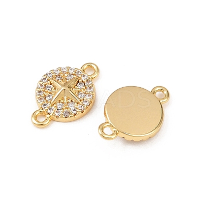Brass Micro Pave Clear Cubic Zirconia Connector Charms KK-H524-02G-1