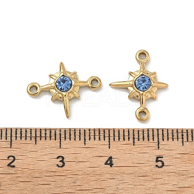 304 Stainless Steel Aquamarine Rhinestone Connector Charms STAS-L308-03B-G-1