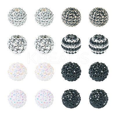 40Pcs 8 Styles Resin Rhinestone Beads RESI-CW0001-23-1