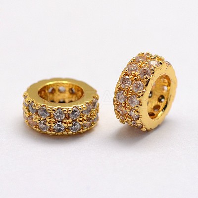 Brass Micro Pave Cubic Zirconia European Beads ZIRC-D113-31G-FF-1