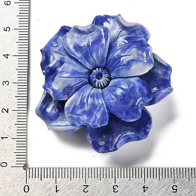 Synthetic Shell Dyed Carved Flower Connector Charms SHEL-D081-01B-1