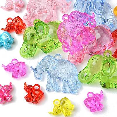 20Pcs 4 Styles Transparent & AB-Color Plated Acrylic Pendants TACR-FS0001-44-1
