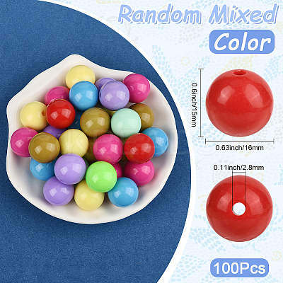100Pcs Opaque Acrylic Beads OACR-PA0001-31B-1