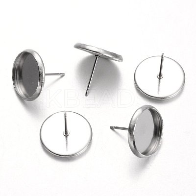 Tarnish Resistant Flat Round Stainless Steel Stud Earring Settings LS-X-STAS-M227-12mm-1