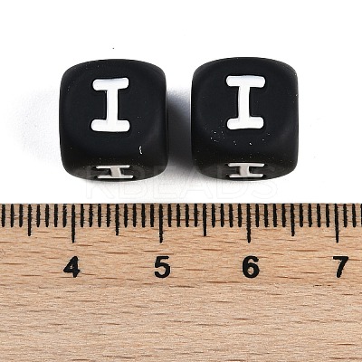 20Pcs Black Cube Letter Silicone Beads 12x12x12mm Square Dice Alphabet Beads with 2mm Hole Spacer Loose Letter Beads for Bracelet Necklace Jewelry Making JX433I-1