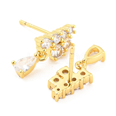 Rack Plating Brass Cubic Zirconia Grape Shape Dangle Stud Earrings EJEW-K245-47G-1