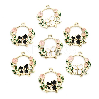 20Pcs 2 Colors Alloy Enamel Pendants ENAM-CJ0004-20-1