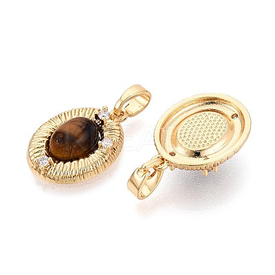 Natural Tiger Eye Pendants KK-N287-22G-1
