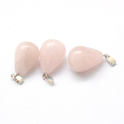 Teardrop Natural Rose Quartz Pendants G-Q435-24-1