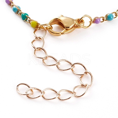 304 Stainless Steel Enamel Curb Chains Bracelet Makings AJEW-JB00888-01-1