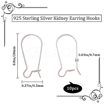 10Pcs 925 Sterling Silver Hoop Earrings STER-BBC0001-81-1