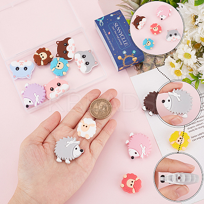 15Pcs 15 Style Animal Theme Food Grade Eco-Friendly Silicone Focal Beads SIL-SC0001-41-1