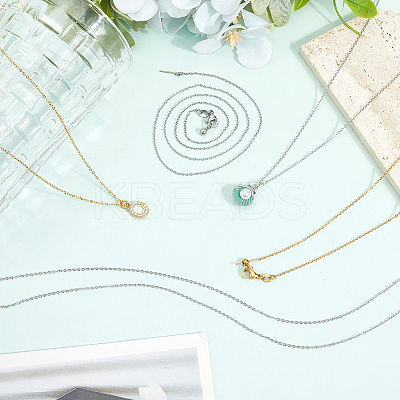 10Pcs 2 Colors Stainless Steel Cable Chain Adjustable Slider Necklaces for Men Women MAK-SC0001-42-1