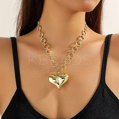 CCB Plastic Heart Pendant Necklaces with Alloy OT Clasps for Women FS-WGB3FE7-08-1