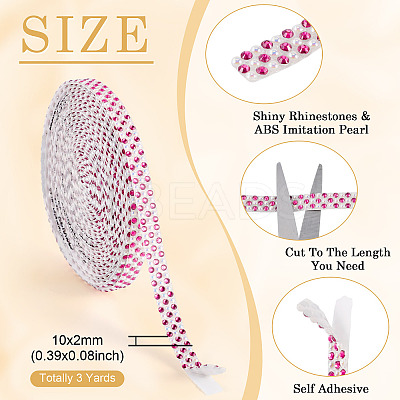 3 Yards Resin Self Adhesive Sewing Trim Hotfix Rhinestone Tape DIY-TA0013-15C-1