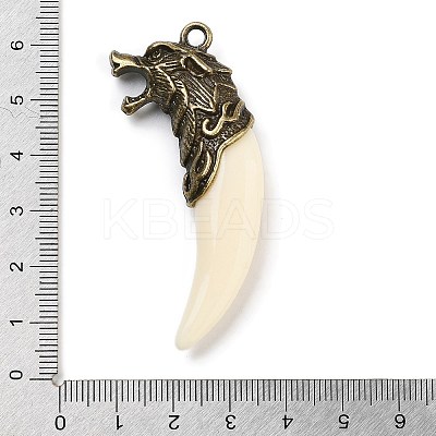 Tibetan Style Alloy Resin Wolf Tooth Pendants X-FIND-A042-04AB-1