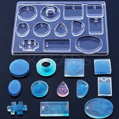 Geometrical Shape & Puzzle Piece Pendant Silicone Molds X-DIY-D076-03-1