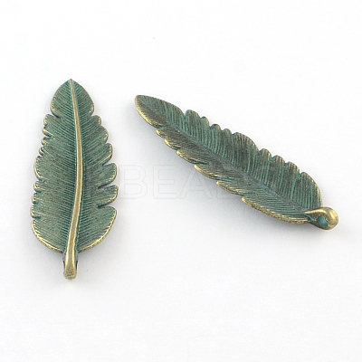 Zinc Alloy Leaf Pendants X-PALLOY-R065-009-LF-1