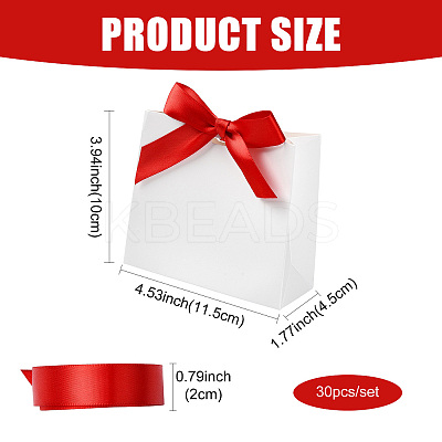 White Cardboard Paper Wedding Candy Boxes with Ribbon CON-FZC0002-002D-1