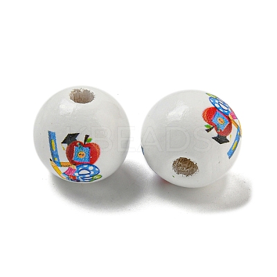Printed Wood European Beads WOOD-L020-D04-1