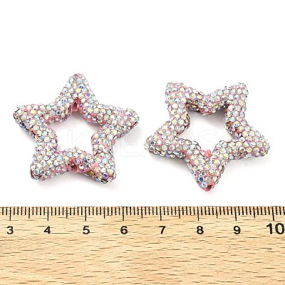 Star Shape Polymer Clay Rhinestone Beads CLAY-NH0001-06G-1