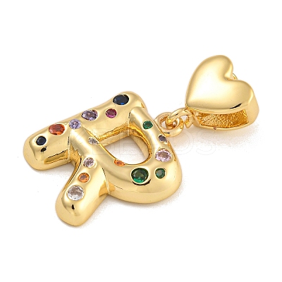 Brass Micro Pave Colorful Cubic Zirconia Pendants KK-P281-01G-R-1