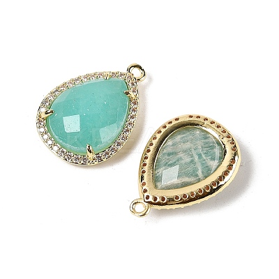 Natural Amazonite Faceted Teardrop Pendants G-I382-01G-01-1