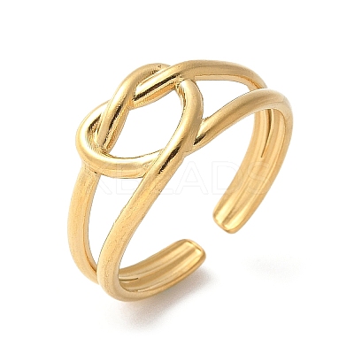 304 Stainless Steel Open Cuff Ring for Women LS-RJEW-Z088-01G-01-1