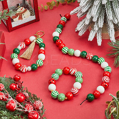 9 Styles Painted Natural Wood European Beads WOOD-SP0001-14-1