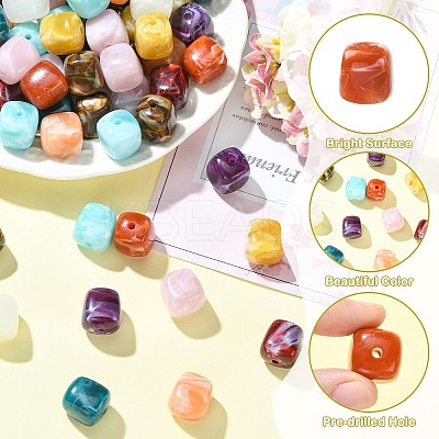 100Pcs Opaque Acrylic Beads OACR-CJ0002-82-1