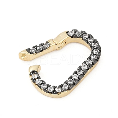 Brass Micro Pave Cubic Zirconia Spring Gate Rings X-KK-U062-49G-1