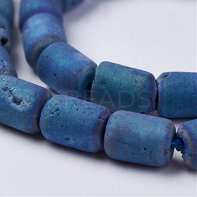 Electroplated Natural Druzy Geode Agate Bead Strands G-P251-C01-1