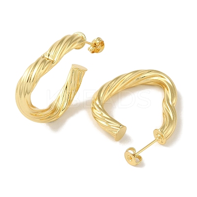 Rack Plating Twist Triangle Brass Stud Earrings EJEW-P272-06G-1