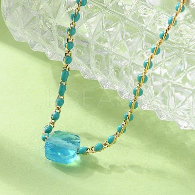 304 Stainless Steel Glass Beads Link Chain Bracelets BJEW-A036-14G-01-1