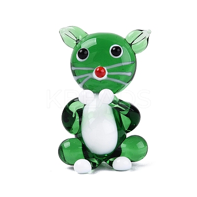 Handmade Lampwork Cat Figurine Display Decorations LAMP-N034-26D-1