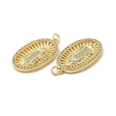 Brass Micro Pave Cubic Zirconia Pendants KK-E068-VB095-1