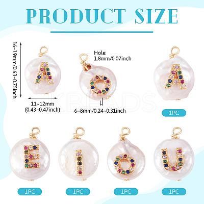 5Pcs 5 Styles Natural Cultured Freshwater Pearl Pendants PEAR-TA0001-30-1