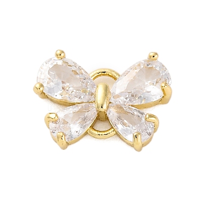 Brass Clear Cubic Zirconia Connector Charms/Links FIND-L019-07G-04-1
