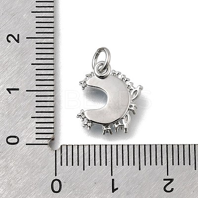 Brass Micro Pave Clear Cubic Zirconia with Glass Charms KK-G525-06P-03-1