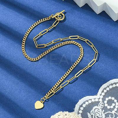 Brass Pendant Necklaces with Curb & Paperclip Chains NJEW-JN04608-01-1