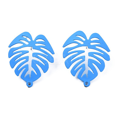 Spray Painted Iron Stud Earring Findings IFIN-N008-019-B02-1