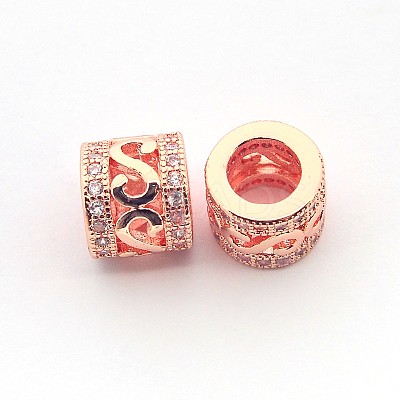 New Items Brass Micro Pave Cubic Zirconia European Beads ZIRC-L007-04-1